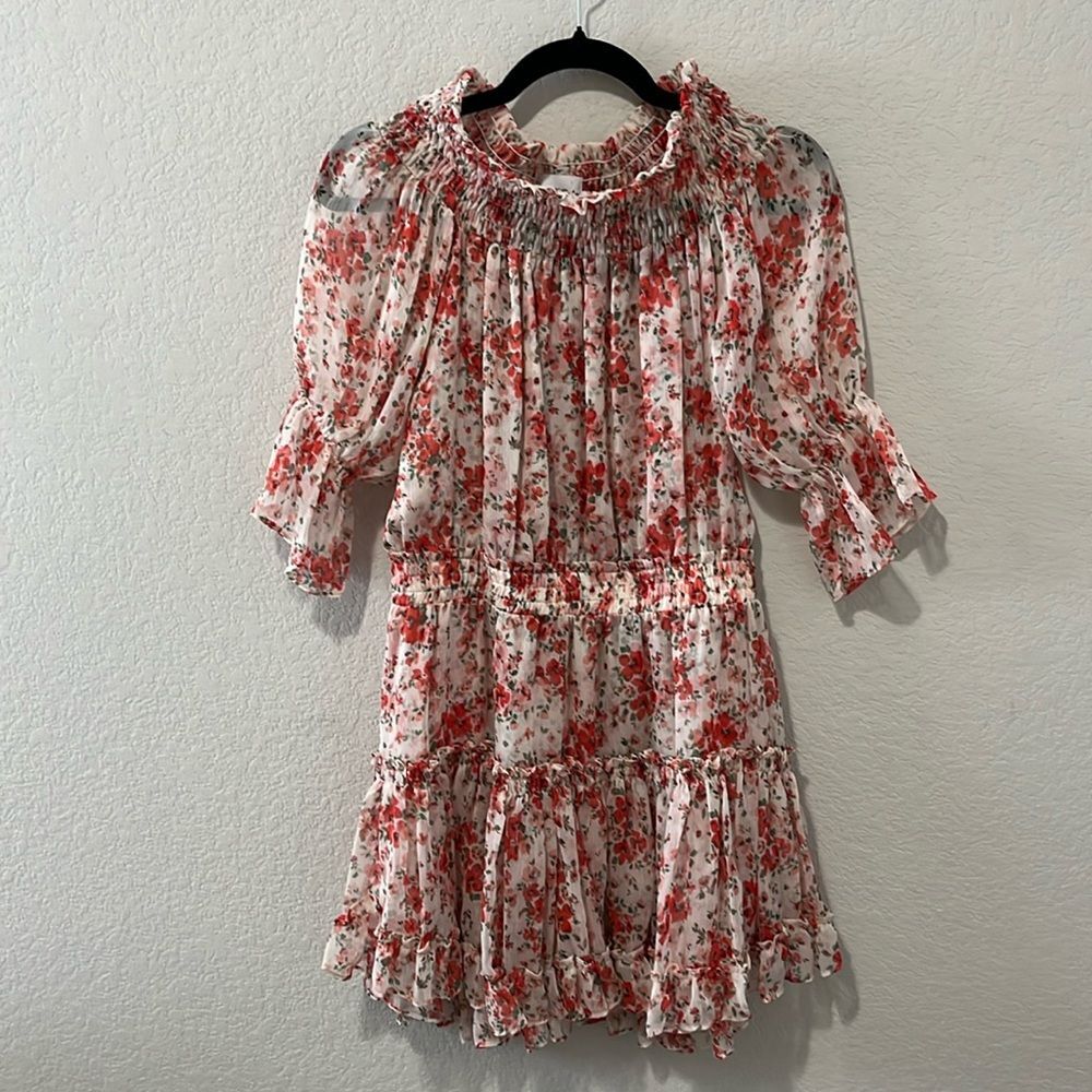 MISA Darla Poppy Print Off Shoulder Mini Dress, Size M - Picture 2 of 10
